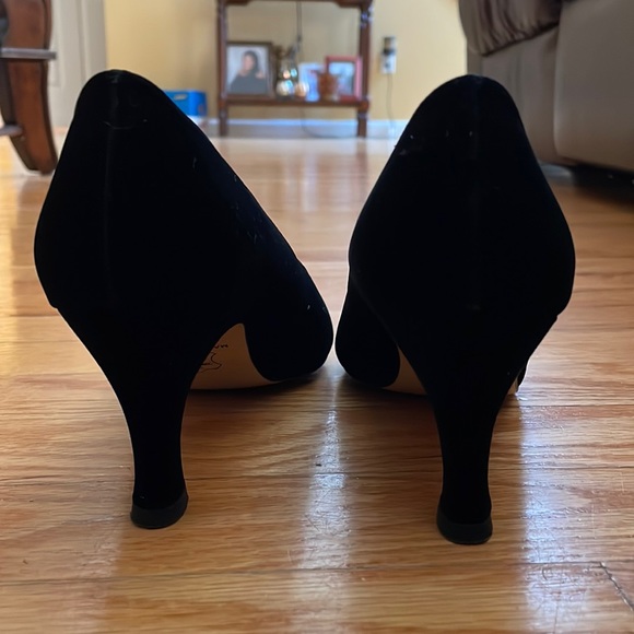 Nina Black Velvet Evening Dress Shoes - Picture 3 of 5